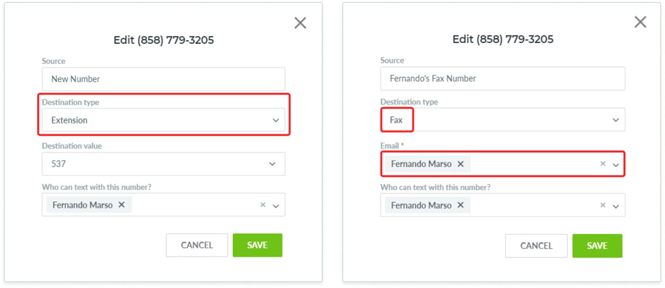 If your fax number appears in the list, check it’s destination