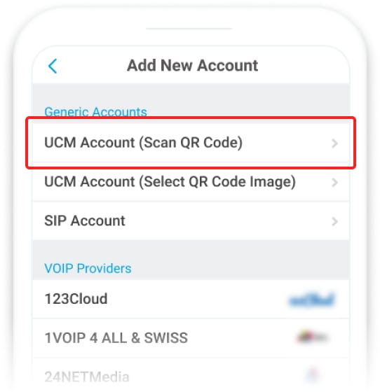 Select: "UCM Account" and scan the "QR code" provided to you when you signed up for RingPlan.