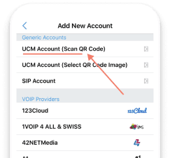 Select: UCM Account and scan the QR code provided to you when you signed up for RingPlan